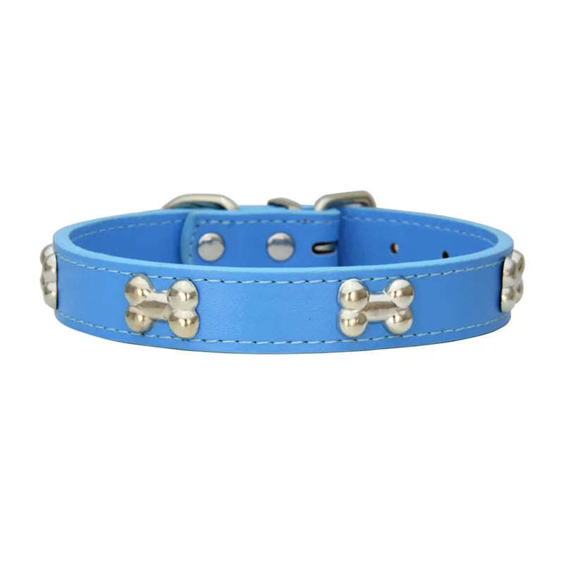 Collier en Cuir Durable pour Chien avec Ornement "Os" – Pour Petites et Grandes Races