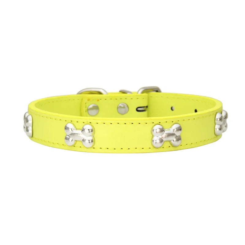 Collier en Cuir Durable pour Chien avec Ornement "Os" – Pour Petites et Grandes Races