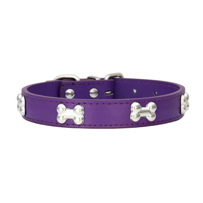 Collier en Cuir Durable pour Chien avec Ornement "Os" – Pour Petites et Grandes Races