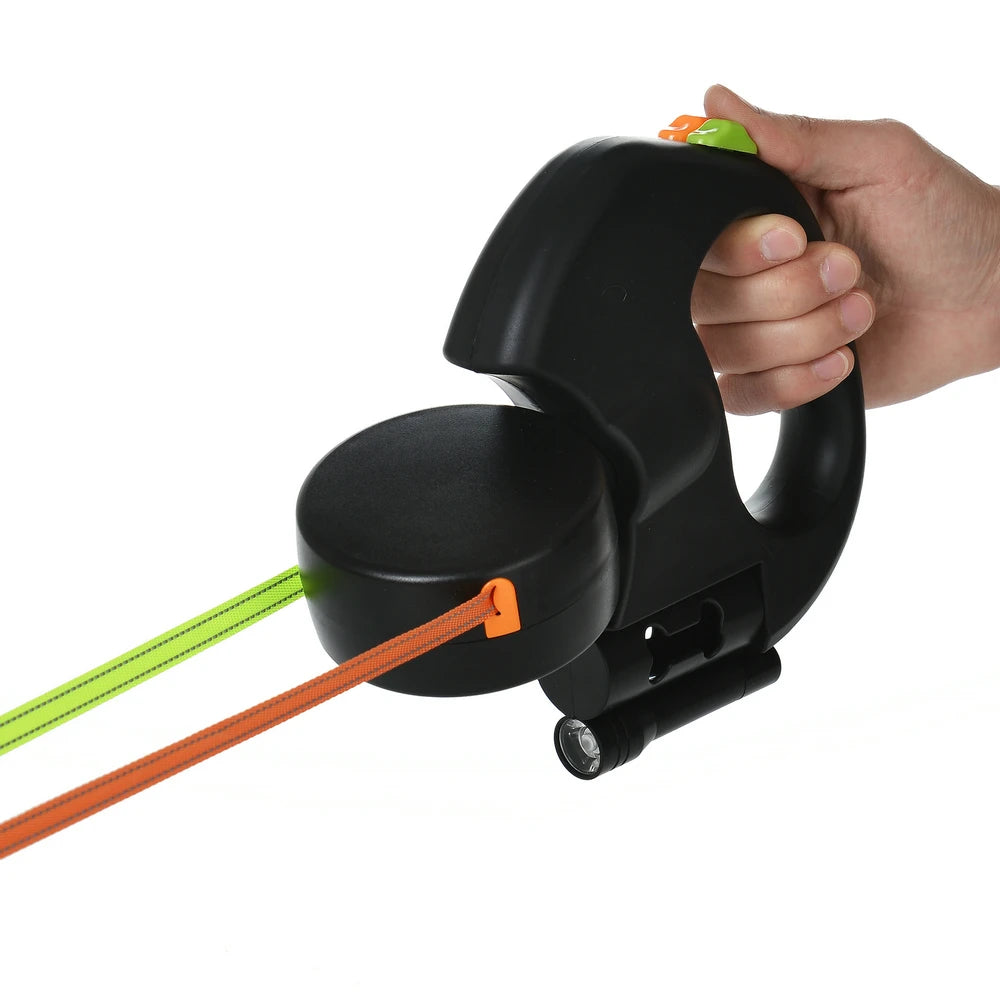 Laisse rétractable double 3m pour  chiens – Anti-nœuds 360° avec LED