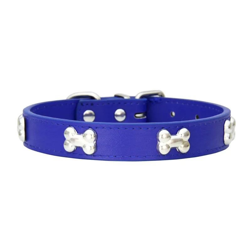 Collier en Cuir Durable pour Chien avec Ornement "Os" – Pour Petites et Grandes Races