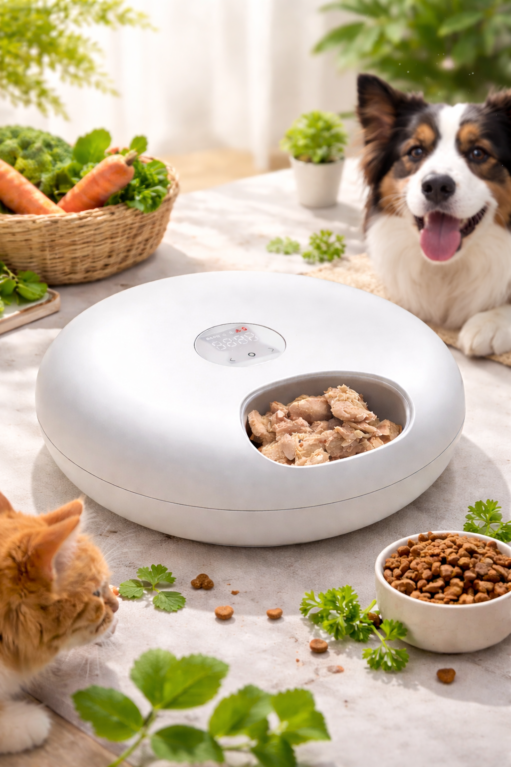 Distributeur de Nourriture Automatique Intelligent Croquettes et Repas Humides