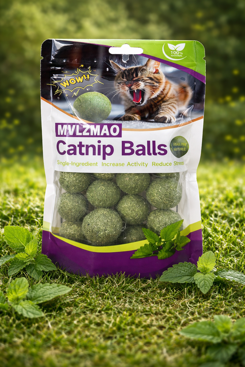 Balle d'Herbe à Chat Comestible Mint Toys.