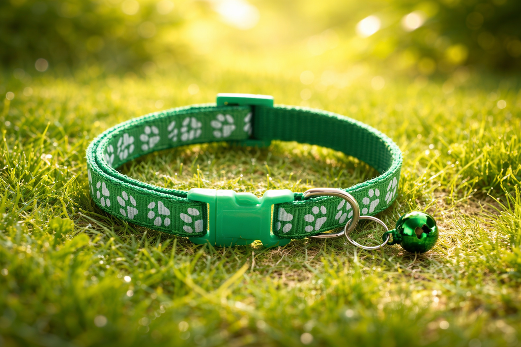 Collier Ajustable à Motifs "Empreintes" pour Chat et Chiot – Avec Clochette de Sécurité