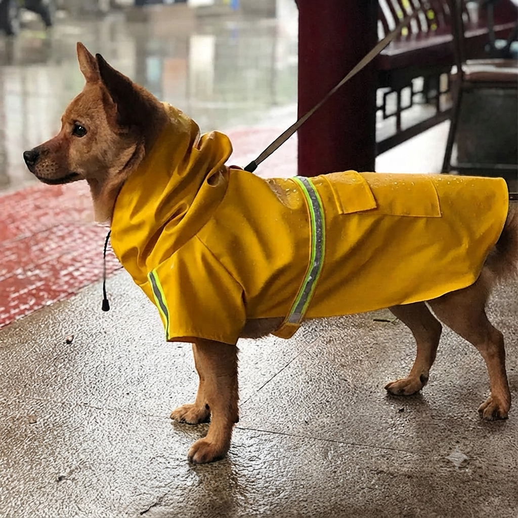 Imperméable Style "Cape" pour Chien – Coupe-vent Réfléchissant avec Capuche