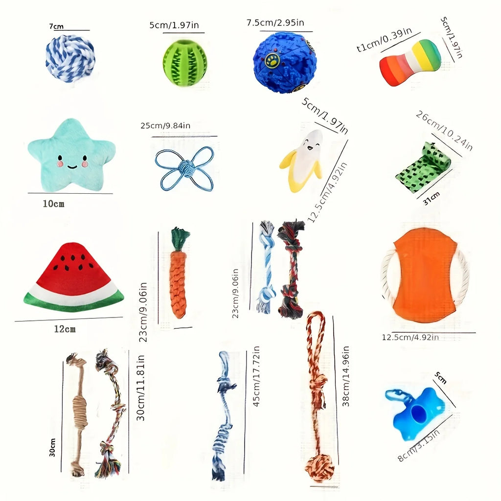 Interactive Dog Toy Set. Durable Cotton & Squeaky Toys for Small and Medium Dogs