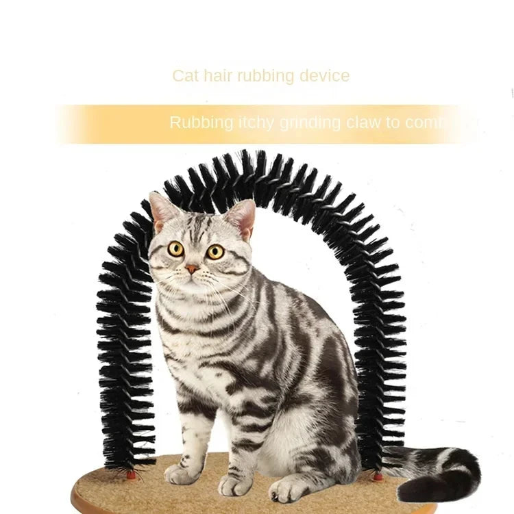 Arche de Toilettage et Massage pour Chats | Brosse Auto-Lisseur & Griffoir Interactif