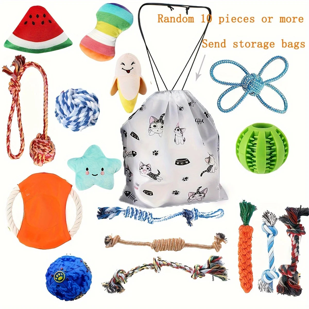 Lot de Jouets Interactifs pour Chiens. Coton Durable & Jouets Sonores pour Petits et Moyens chiens