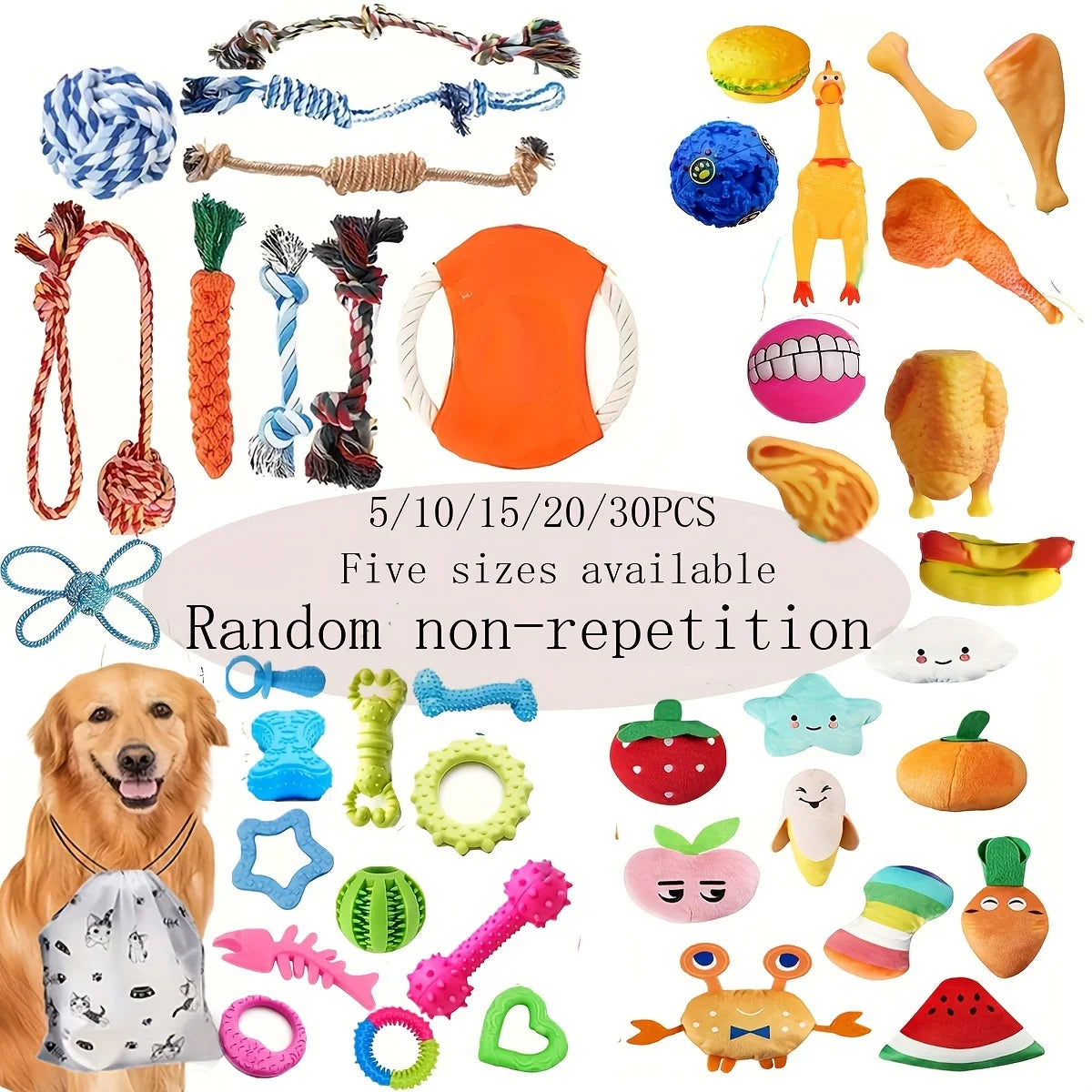 Lot de Jouets Interactifs pour Chiens. Coton Durable & Jouets Sonores pour Petits et Moyens chiens