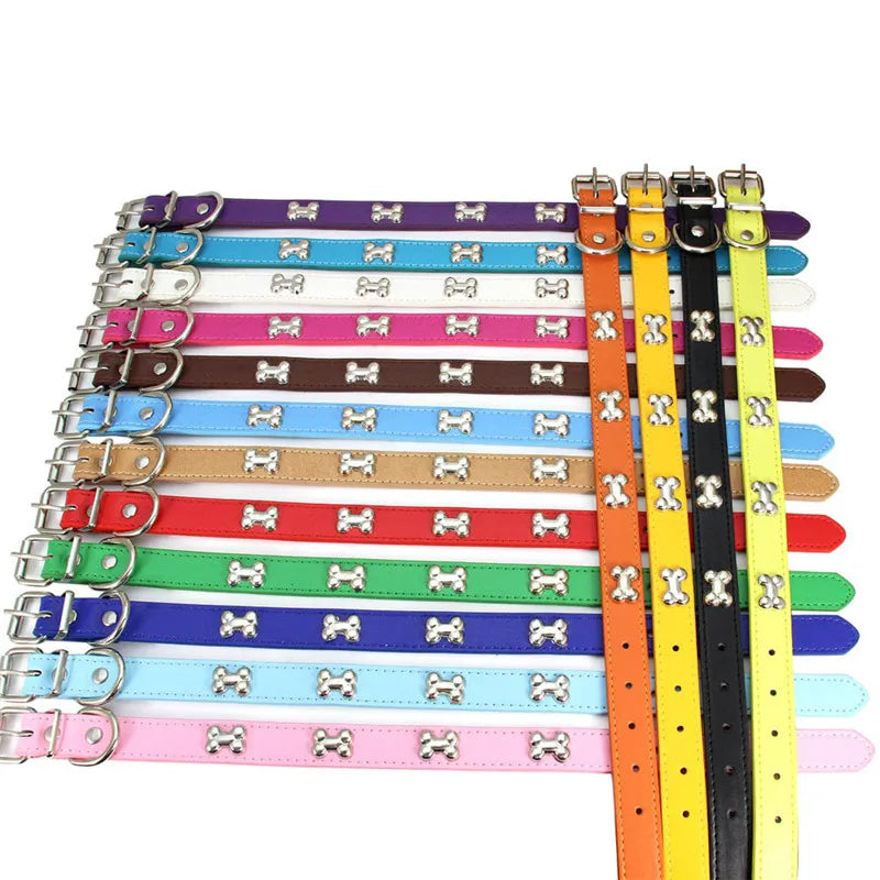 Collier en Cuir Durable pour Chien avec Ornement "Os" – Pour Petites et Grandes Races