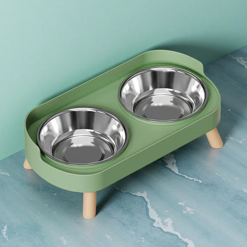 "Dopamine" Elevated Double Pet Bowl | Stainless Steel Bowls & Ergonomic Neck Support for Pets