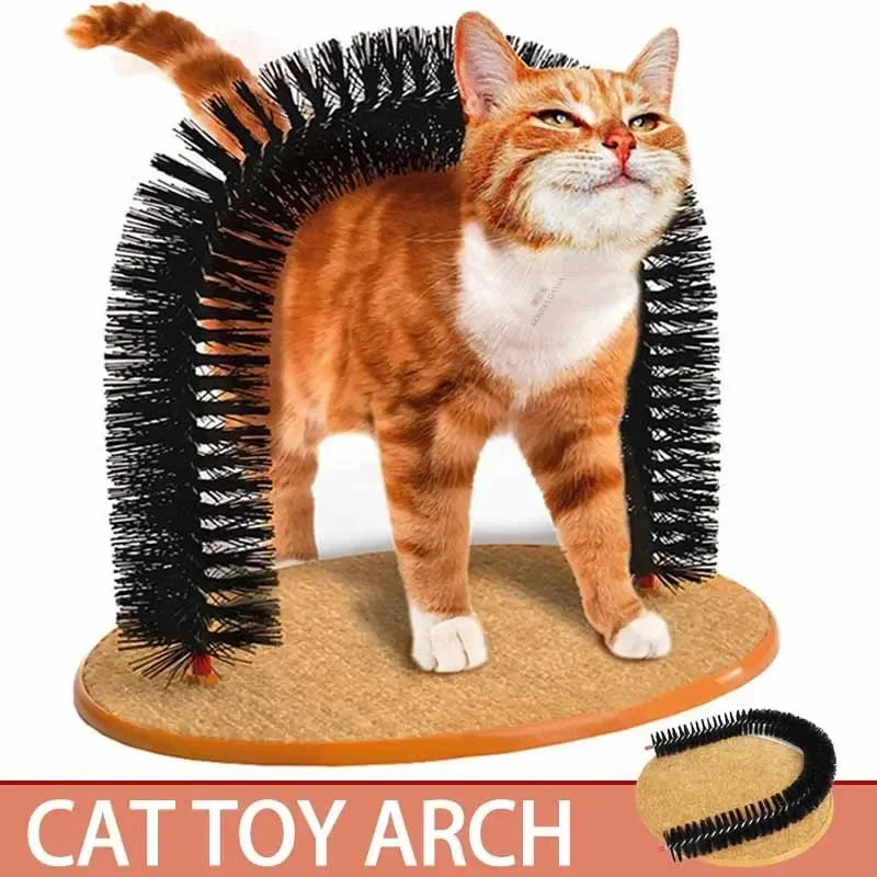 Arche de Toilettage et Massage pour Chats | Brosse Auto-Lisseur & Griffoir Interactif