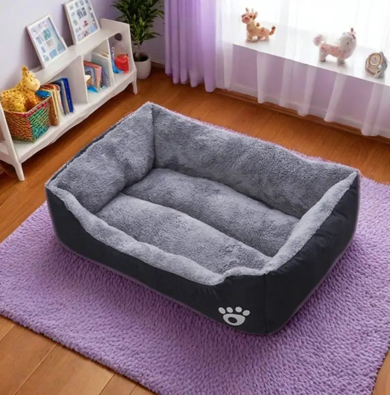 Lit Apaisant Noir en Peluche – Couchage Moelleux, Ultra-Résistant et Antidérapant