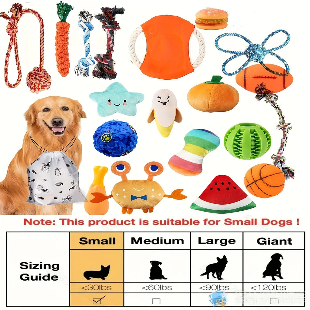 Interactive Dog Toy Set. Durable Cotton & Squeaky Toys for Small and Medium Dogs