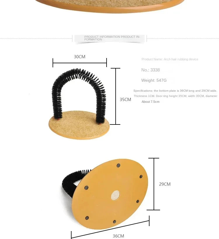 Arche de Toilettage et Massage pour Chats | Brosse Auto-Lisseur & Griffoir Interactif