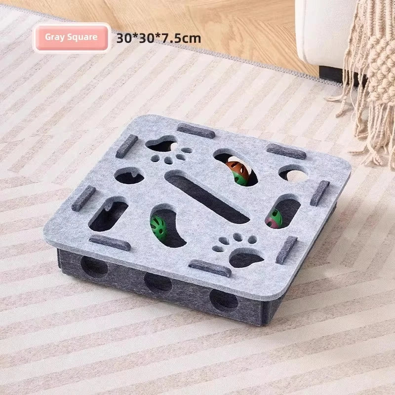 Boîte de Jeu en Feutre pour Chat : Puzzle Interactif et Stimulation de Chasse