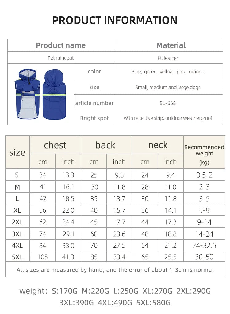 Imperméable Style "Cape" pour Chien – Coupe-vent Réfléchissant avec Capuche