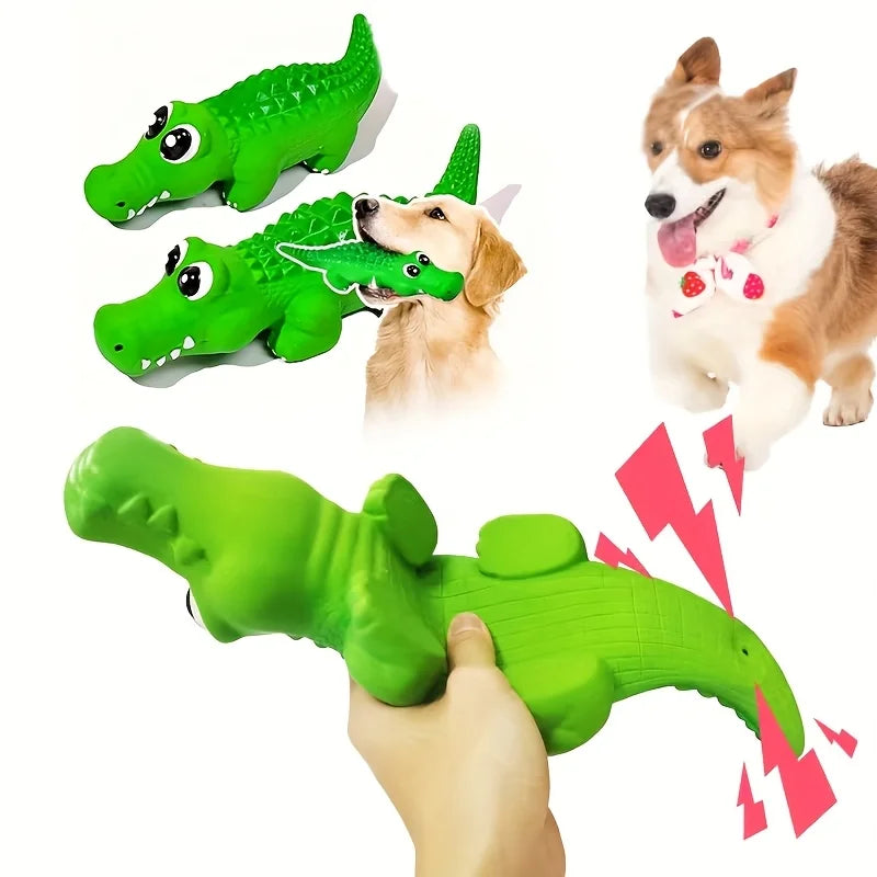 Crocodile Sonore en Caoutchouc : Jouet de Mastication Durable et Interactif