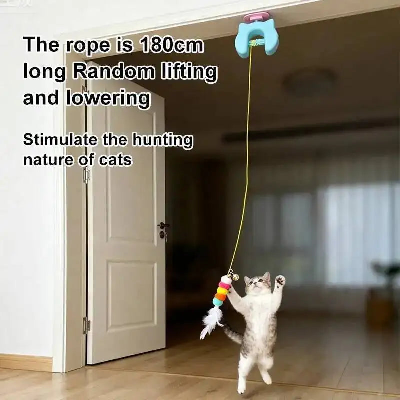 New Type Of Electric Cat Toy with 2 Ropes Smart Hanging Door Auto Swing Feather Toy A Self-entertainment And Cat-teasing Wonder