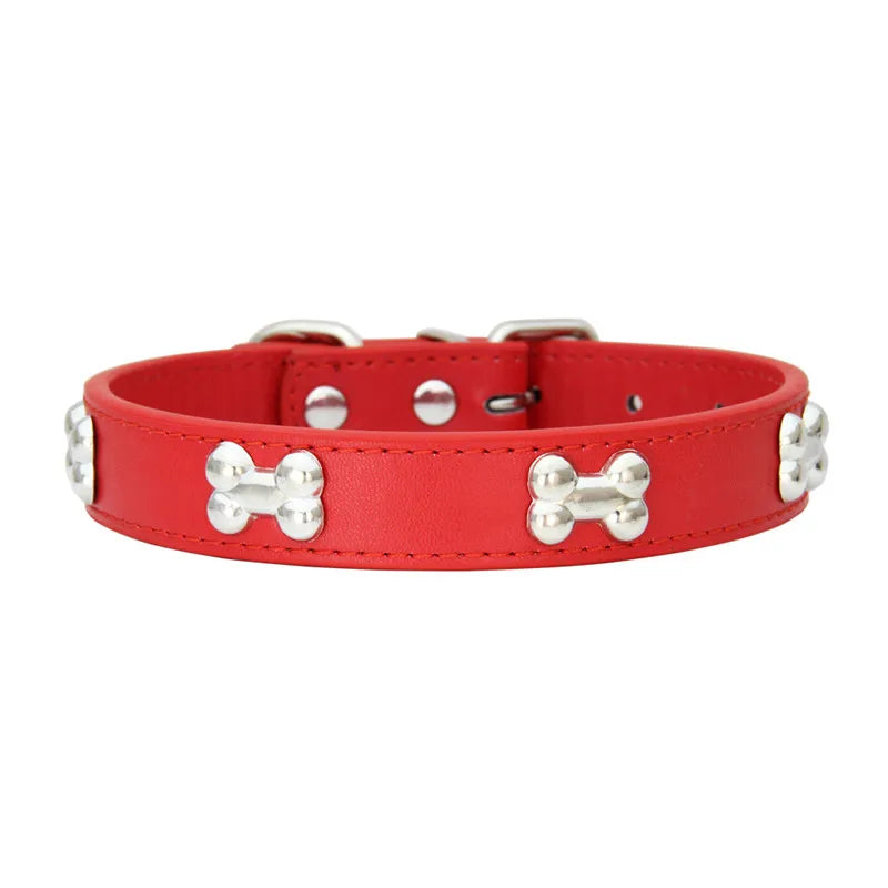 Collier en Cuir Durable pour Chien avec Ornement "Os" – Pour Petites et Grandes Races