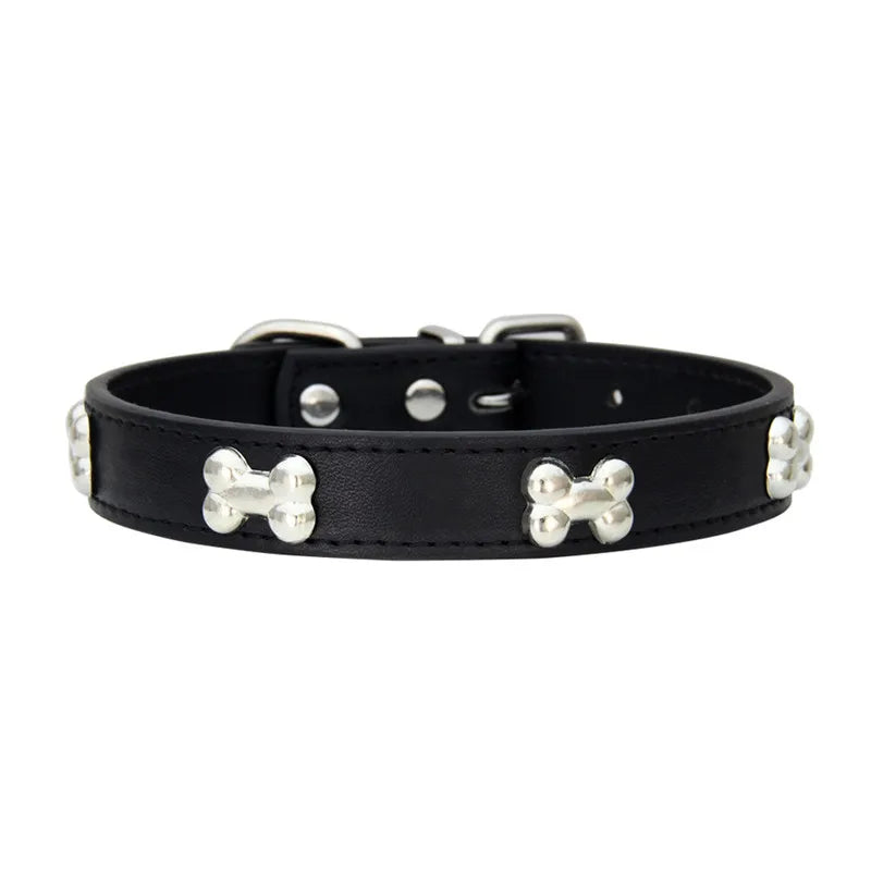 Collier en Cuir Durable pour Chien avec Ornement "Os" – Pour Petites et Grandes Races