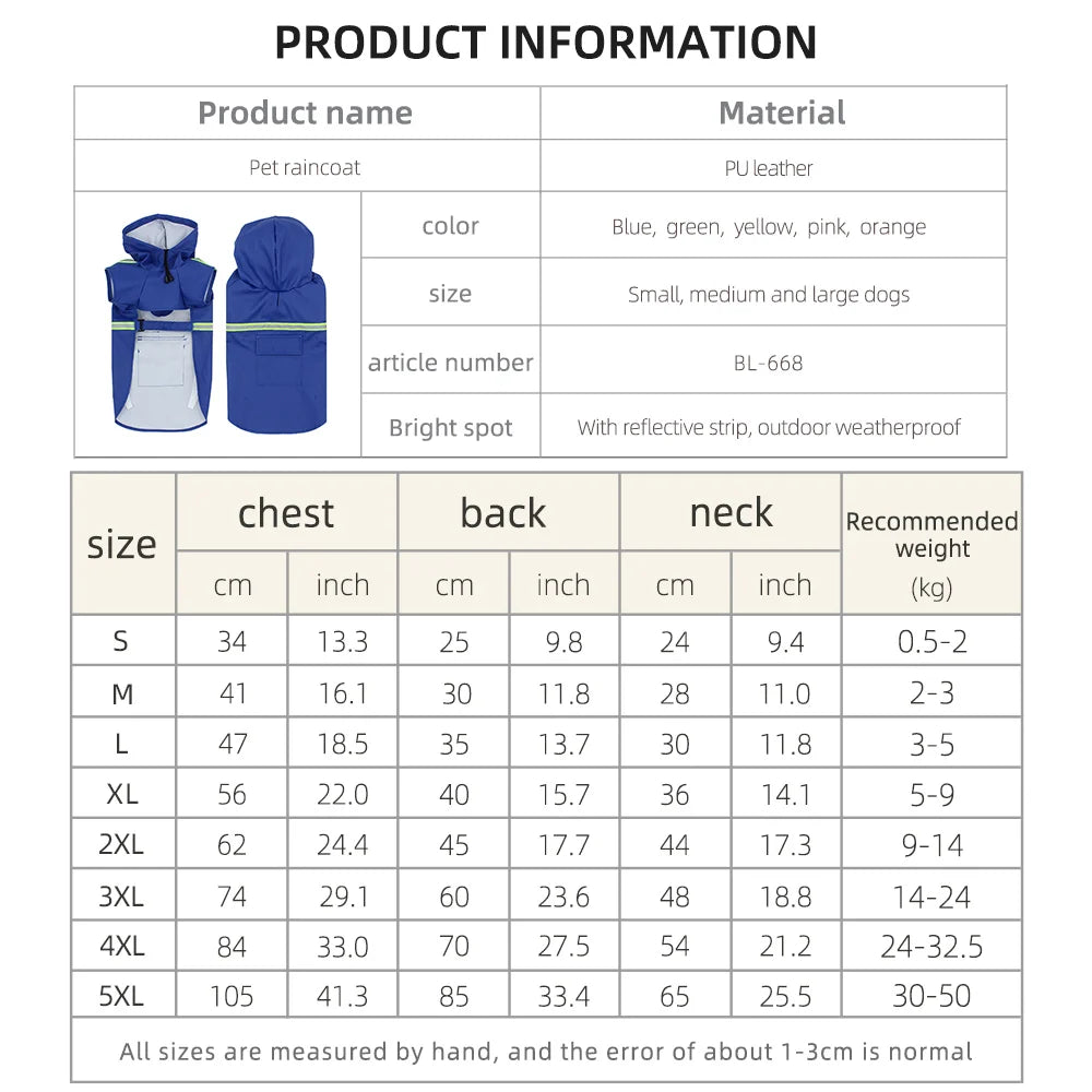 Imperméable Style "Cape" pour Chien – Coupe-vent Réfléchissant avec Capuche