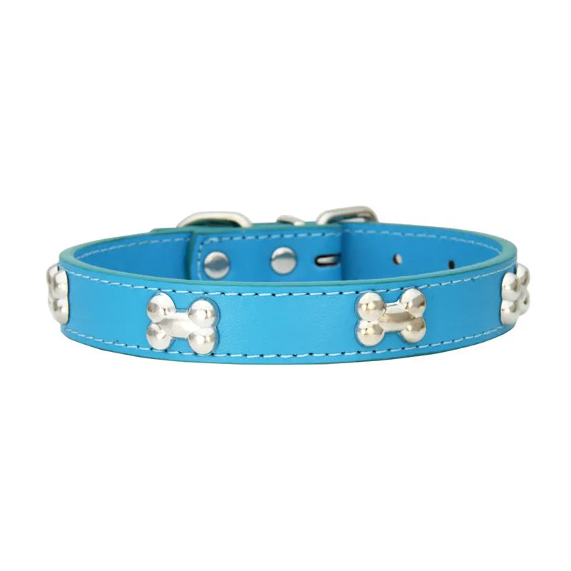 Collier en Cuir Durable pour Chien avec Ornement "Os" – Pour Petites et Grandes Races