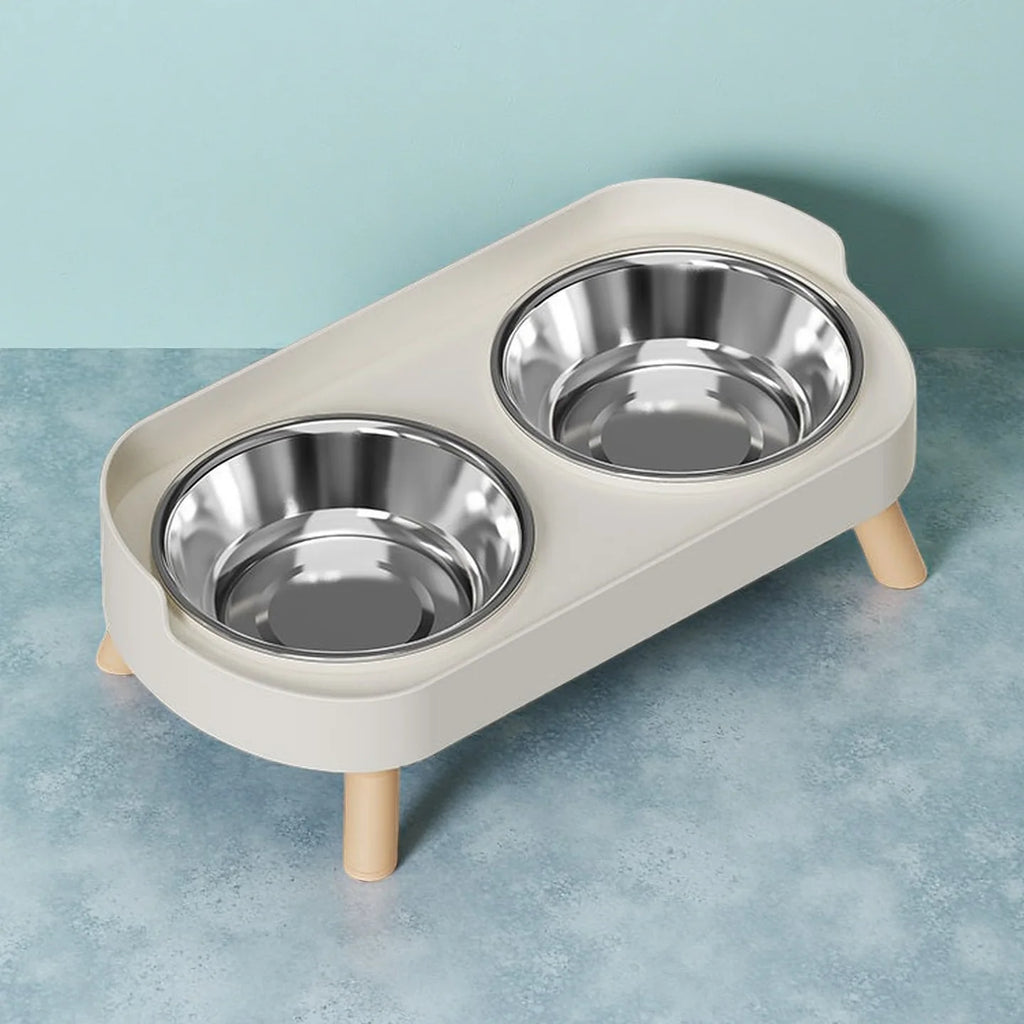 "Dopamine" Elevated Double Pet Bowl | Stainless Steel Bowls & Ergonomic Neck Support for Pets