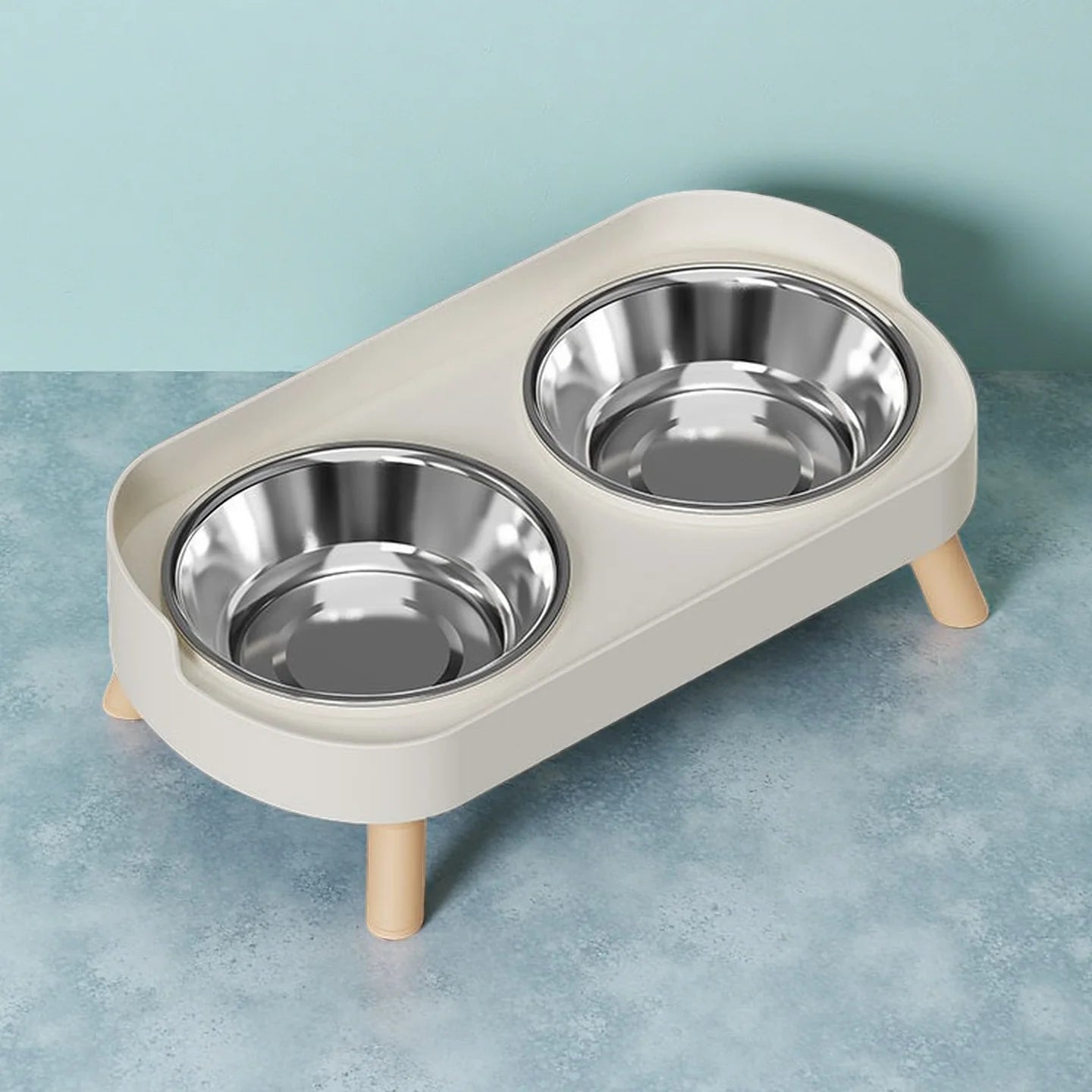 "Dopamine" Elevated Double Pet Bowl | Stainless Steel Bowls & Ergonomic Neck Support for Pets
