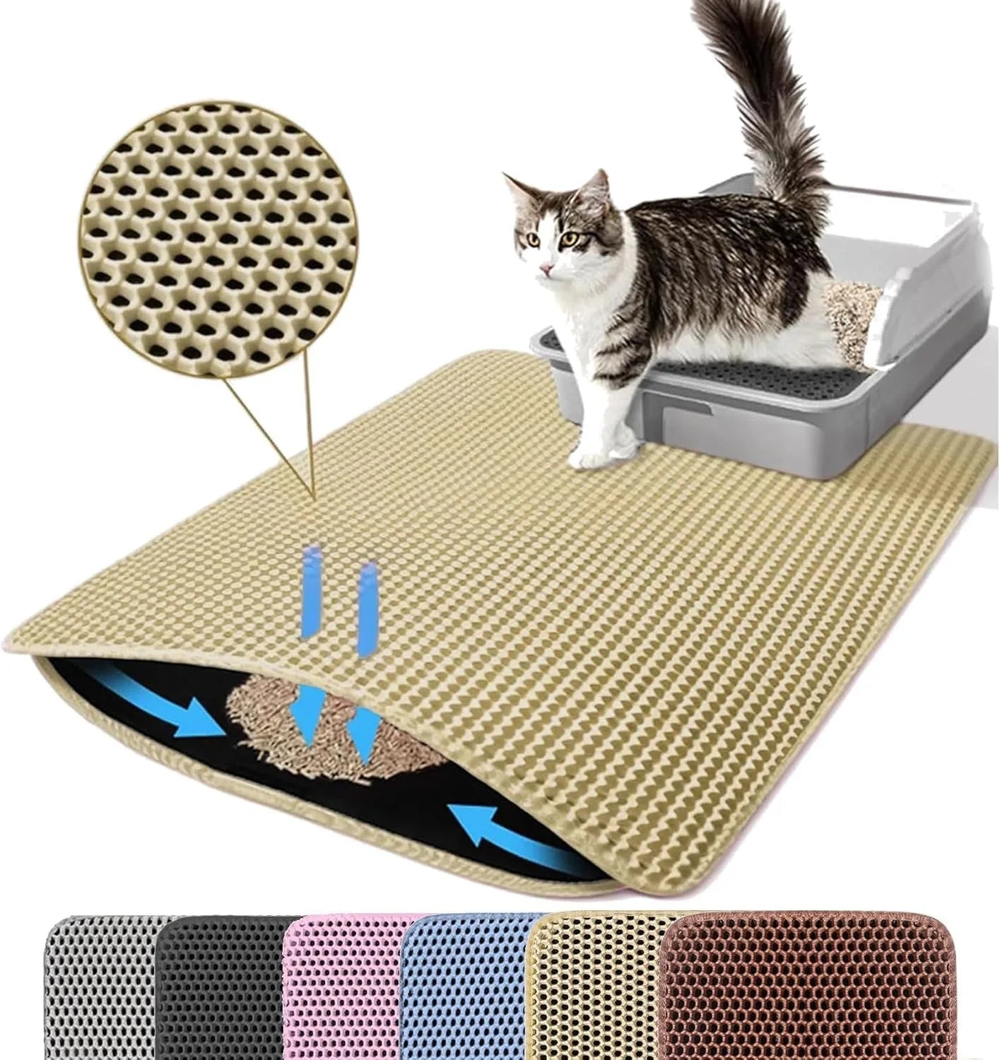 Tapis de Litière Double Couche pour Chat | Ultra-Absorbant, Imperméable & Antidérapant