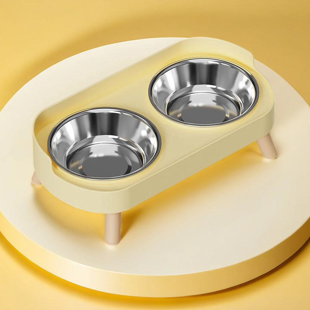 "Dopamine" Elevated Double Pet Bowl | Stainless Steel Bowls & Ergonomic Neck Support for Pets
