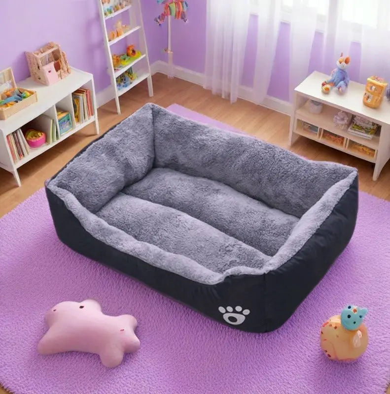 Lit Apaisant Noir en Peluche – Couchage Moelleux, Ultra-Résistant et Antidérapant