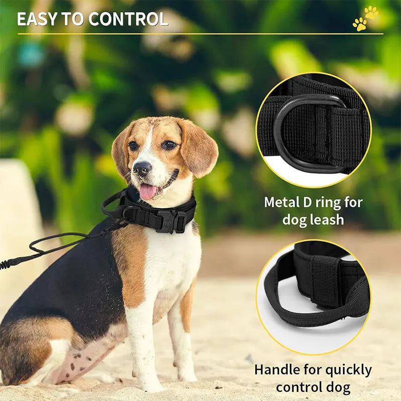 Collier Tactique Style Sport pour Chien – Modèle Robuste avec Poignée de Traction