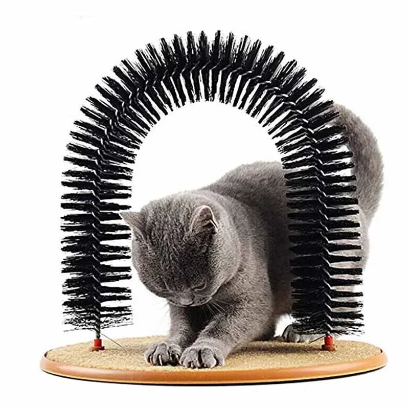Arche de Toilettage et Massage pour Chats | Brosse Auto-Lisseur & Griffoir Interactif