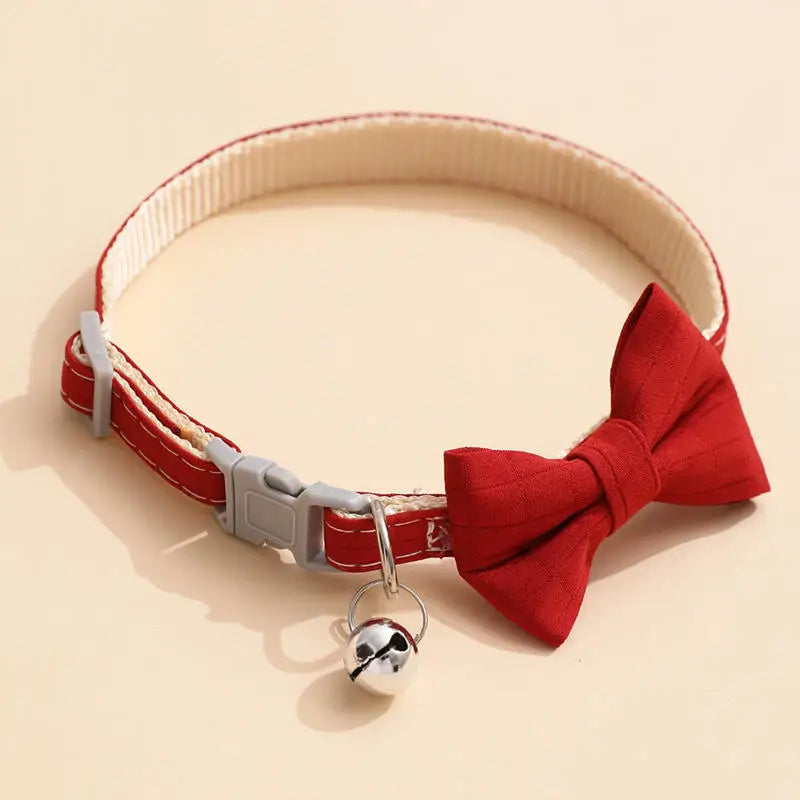 Collier Élégant à Nœud Papillon avec Clochette de Sécurité