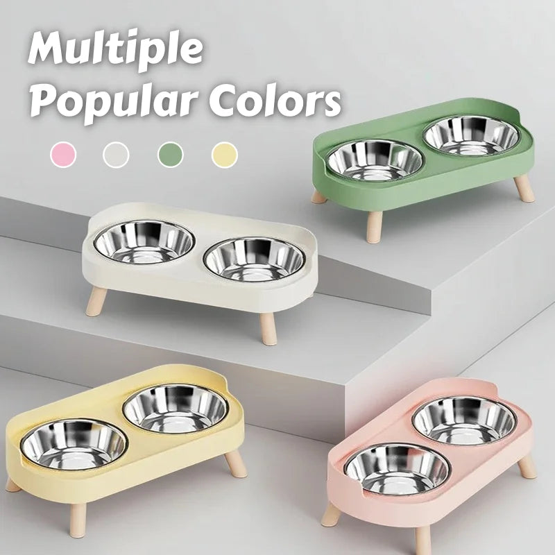 "Dopamine" Elevated Double Pet Bowl | Stainless Steel Bowls & Ergonomic Neck Support for Pets