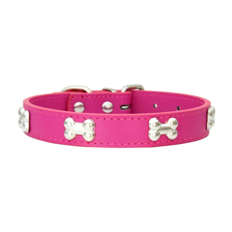 Collier en Cuir Durable pour Chien avec Ornement "Os" – Pour Petites et Grandes Races