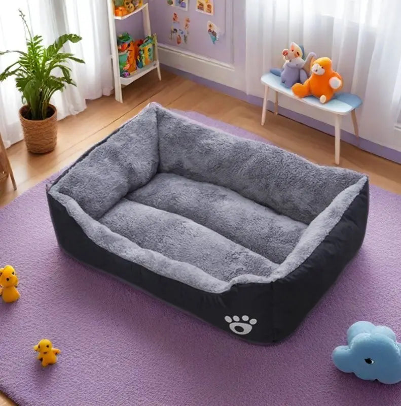 Lit Apaisant Noir en Peluche – Couchage Moelleux, Ultra-Résistant et Antidérapant