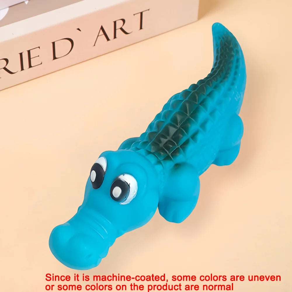 Crocodile Sonore en Caoutchouc : Jouet de Mastication Durable et Interactif