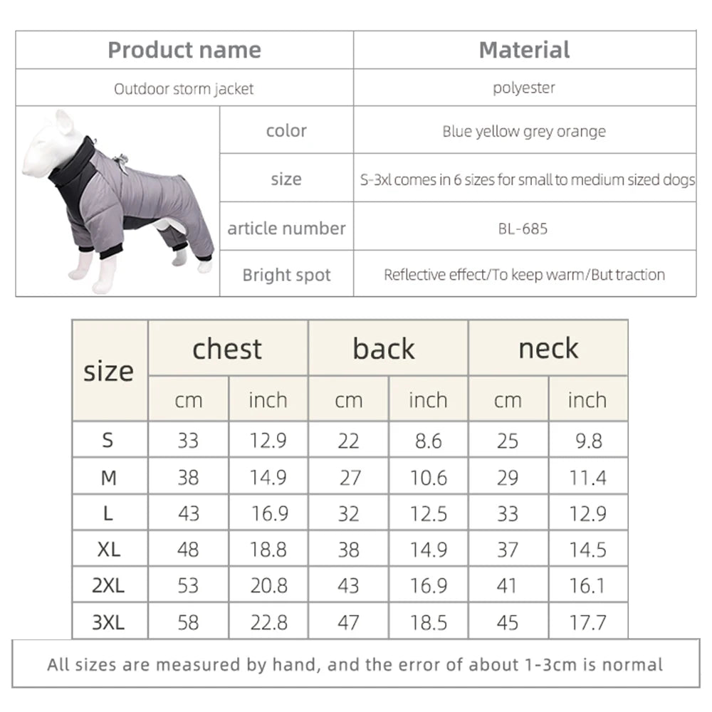 Waterproof Winter Dog Coat Clothes Thicken Warm Dog Jumpsuit Small Dogs Puppy Outfit For French Bulldog Pug Pet Jacket Clothing