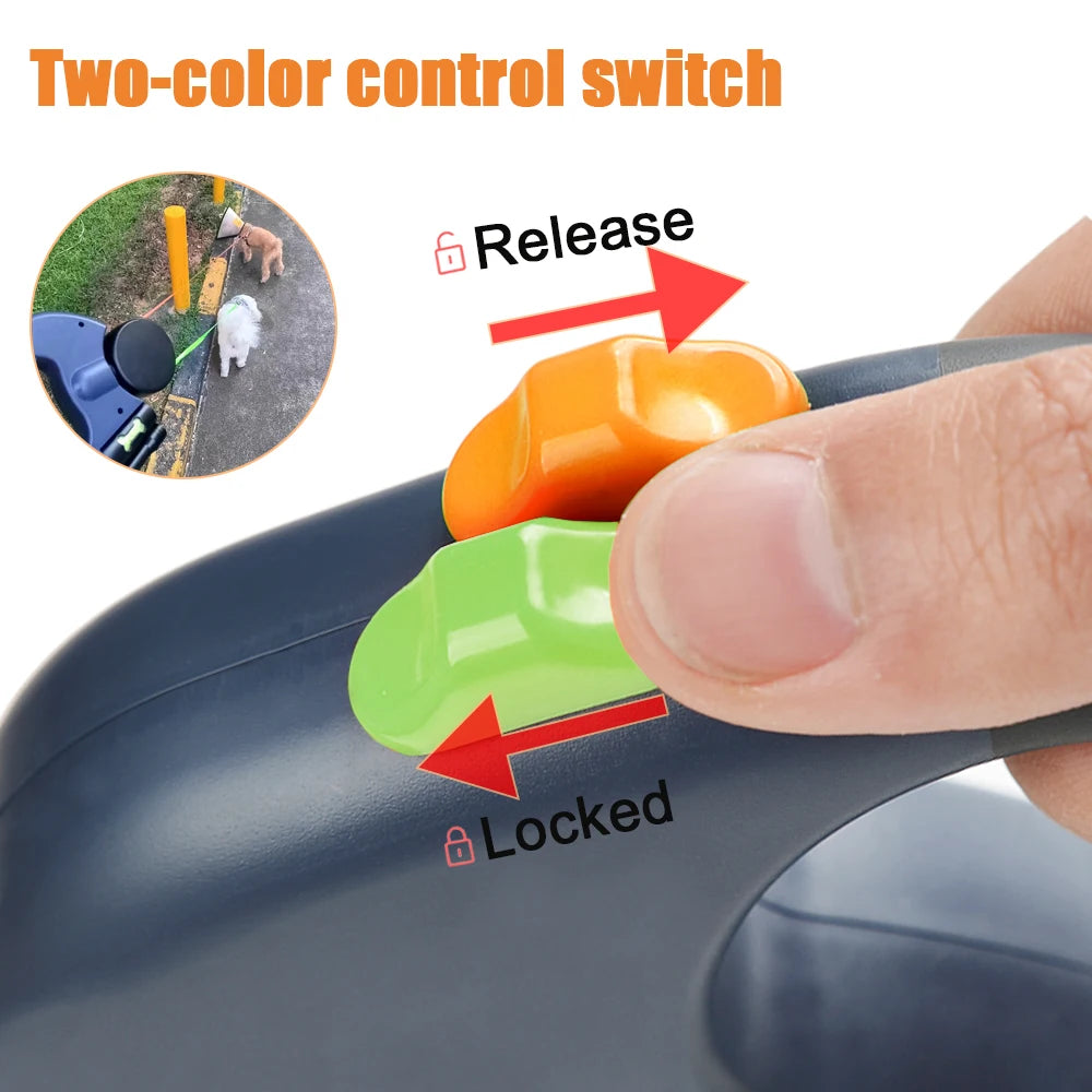 Laisse rétractable double 3 m pour petits chiens – Anti-nœuds 360° avec LED