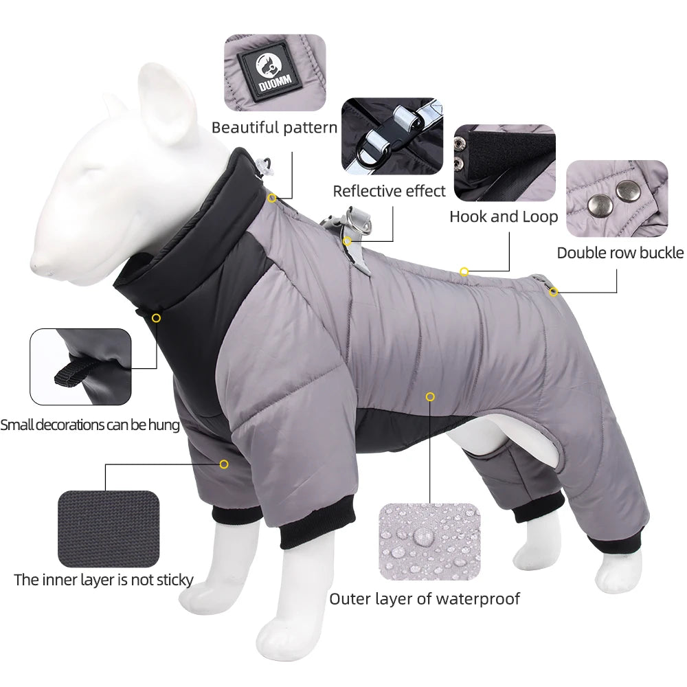 Waterproof Winter Dog Coat Clothes Thicken Warm Dog Jumpsuit Small Dogs Puppy Outfit For French Bulldog Pug Pet Jacket Clothing