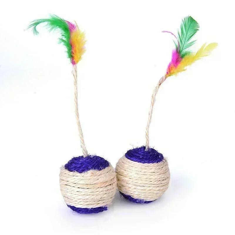 Balle en Sisal avec Plume : Le Jouet Interactif Incontournable pour Chat