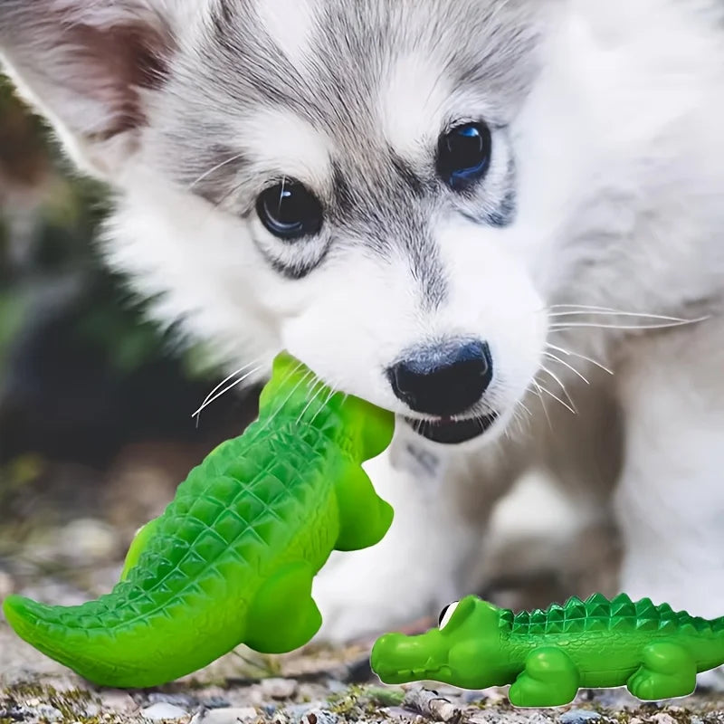 Crocodile Sonore en Caoutchouc : Jouet de Mastication Durable et Interactif