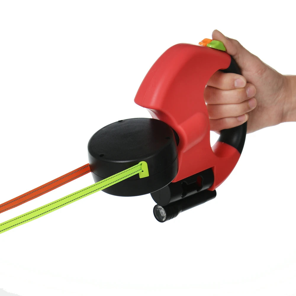 Laisse rétractable double 3 m pour petits chiens – Anti-nœuds 360° avec LED