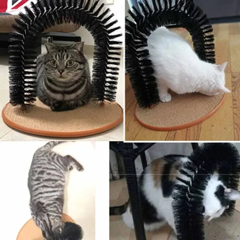 Arche de Toilettage et Massage pour Chats | Brosse Auto-Lisseur & Griffoir Interactif