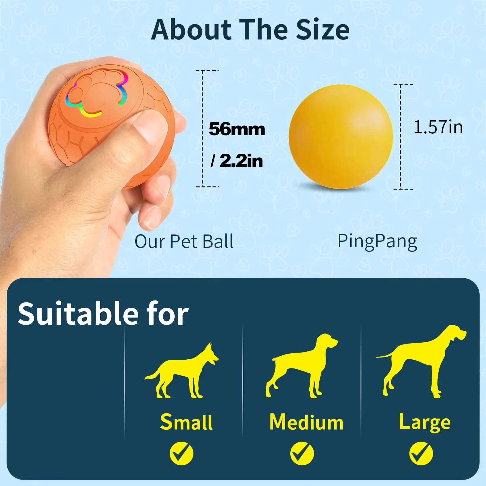 Interactive Smart Ball for Pets – Automatic Bouncing Toy with RGB Lights | USB Rechargeable