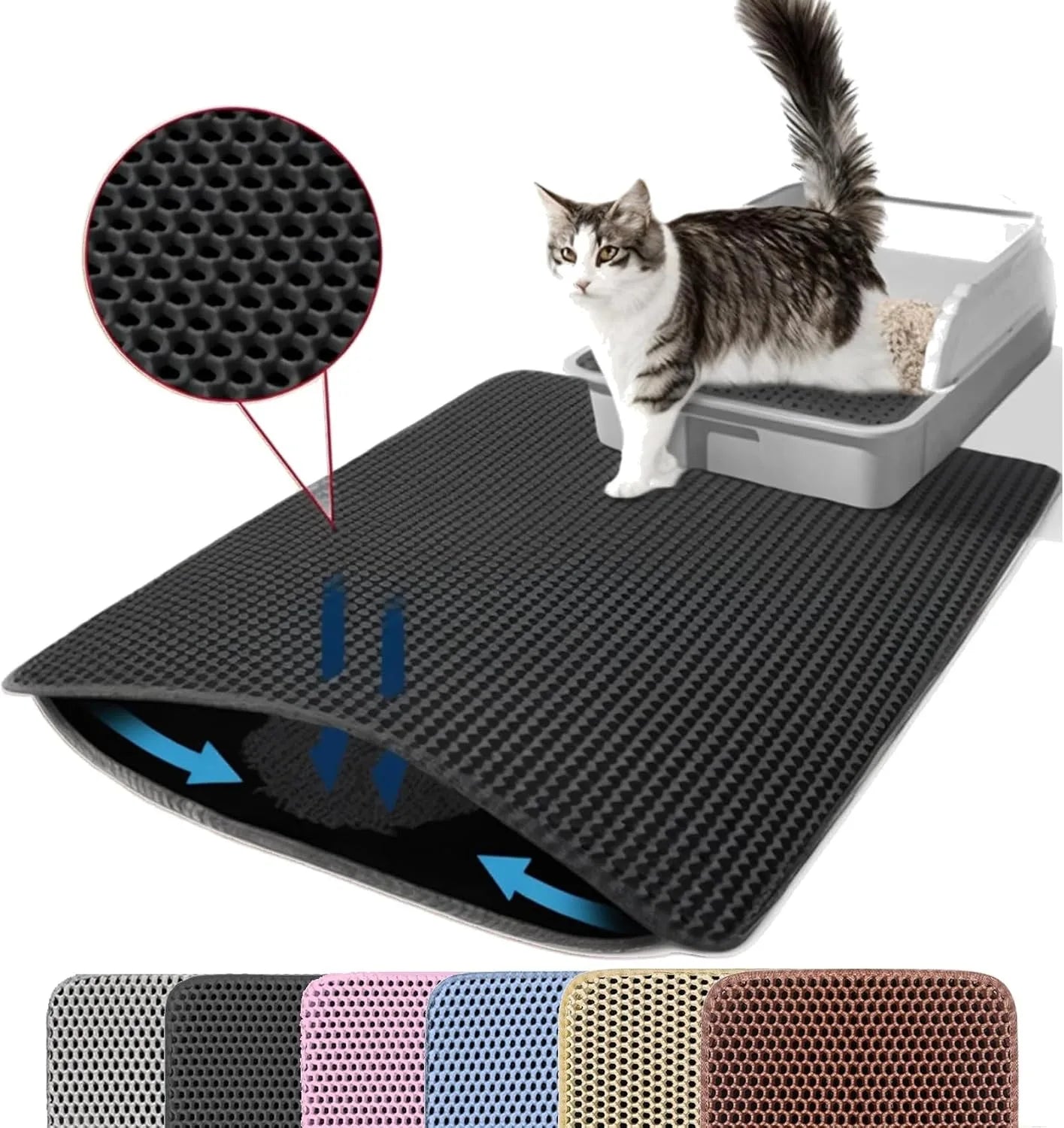 Tapis de Litière Double Couche pour Chat | Ultra-Absorbant, Imperméable & Antidérapant