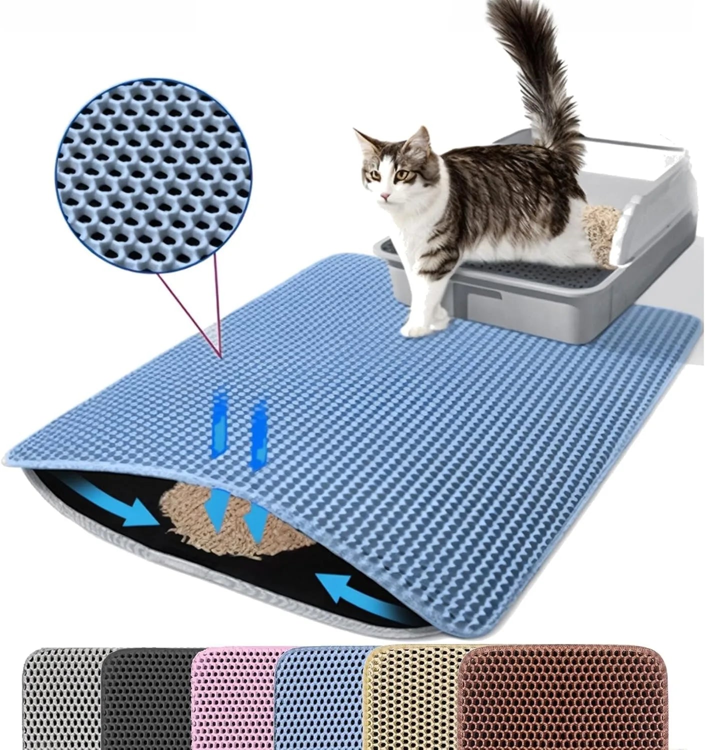 Tapis de Litière Double Couche pour Chat | Ultra-Absorbant, Imperméable & Antidérapant