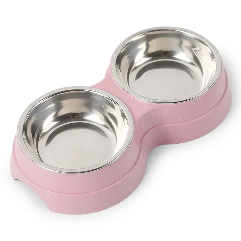 Double Gamelle en Acier Inoxydable pour Animaux | Station de Repas Durable pour Chats, Chiots et Petits Chiens